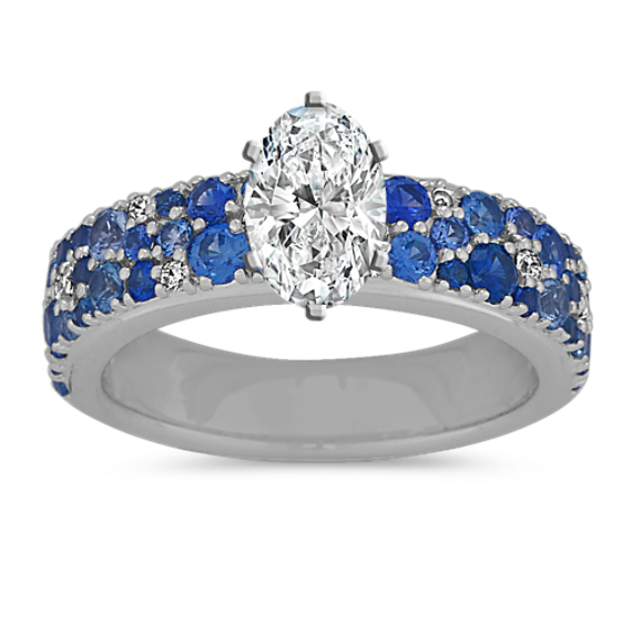 Mosaic Blue Sapphire & Diamond Engagement Ring