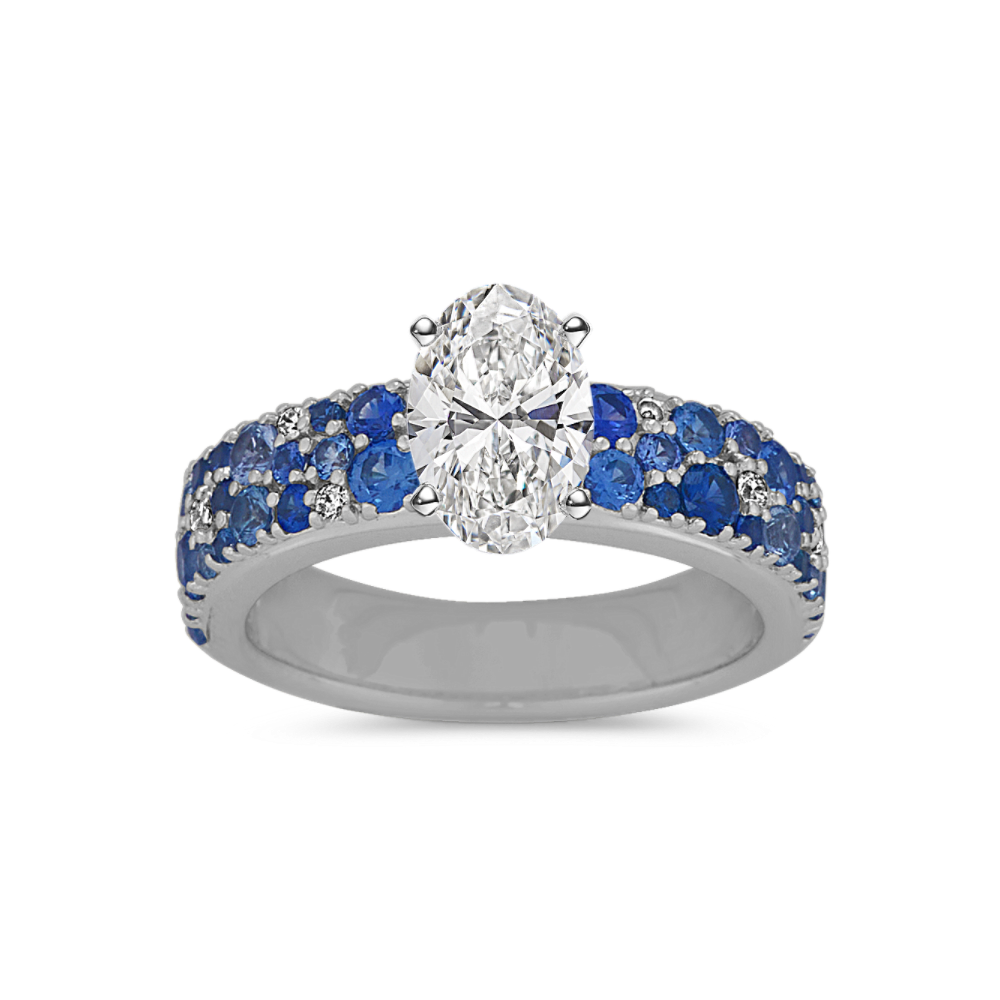 Mosaic Blue Sapphire & Diamond Engagement Ring Shane Co.