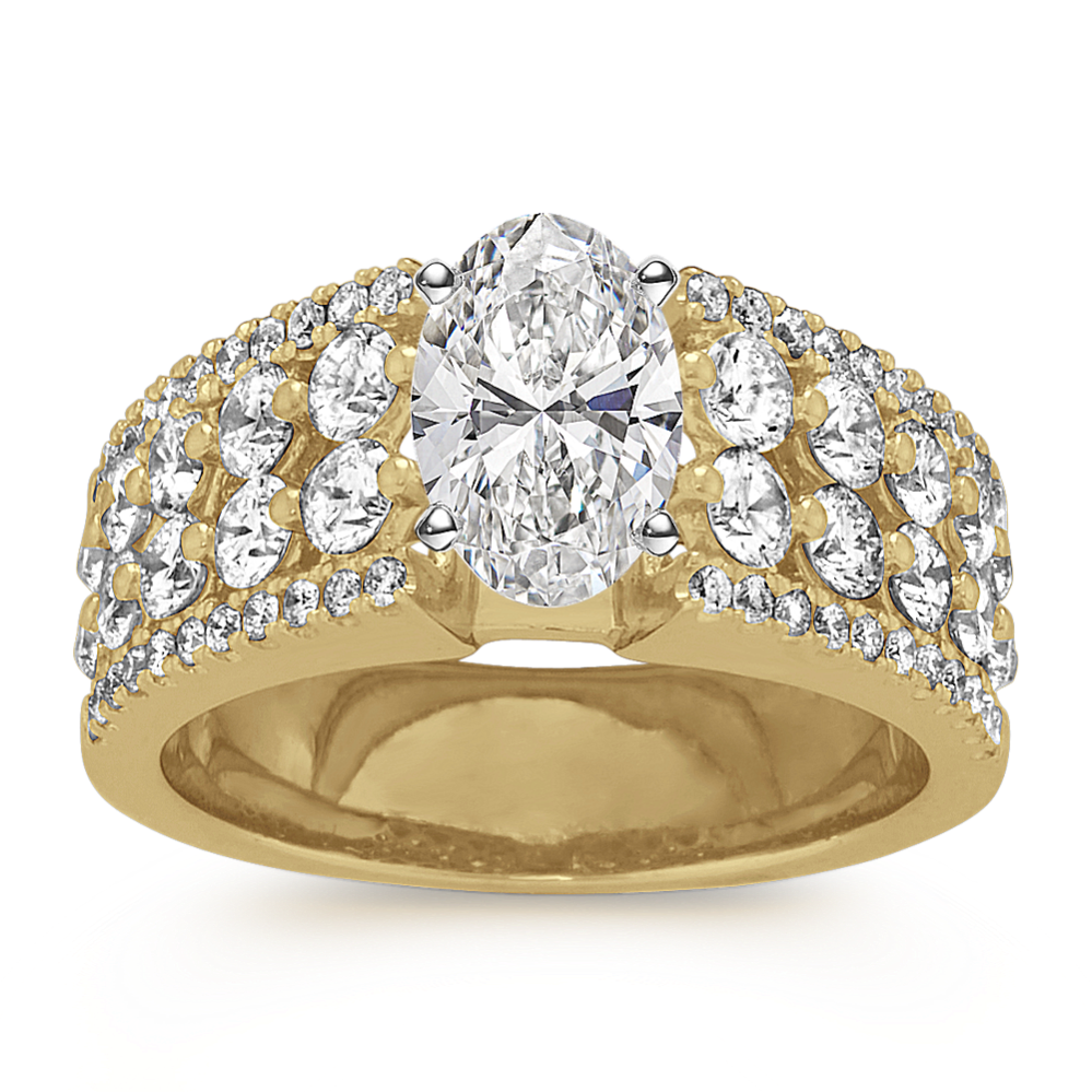 Classic Pave-Set Diamond Engagement Ring in 18K Yellow Gold