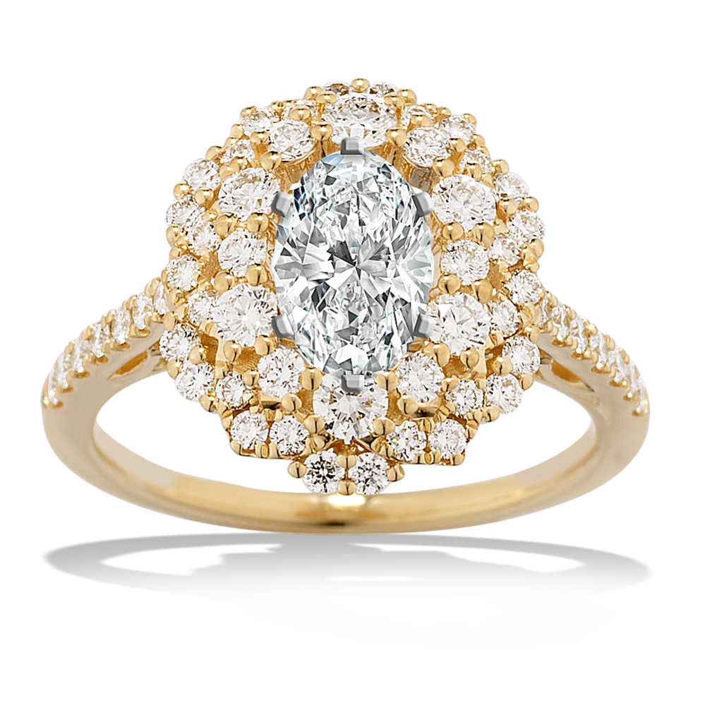 Double Oval Halo Diamond Engagement Ring Setting Price