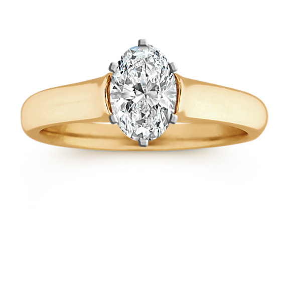 14k Yellow Gold Engagement Ring with Oval Diamond