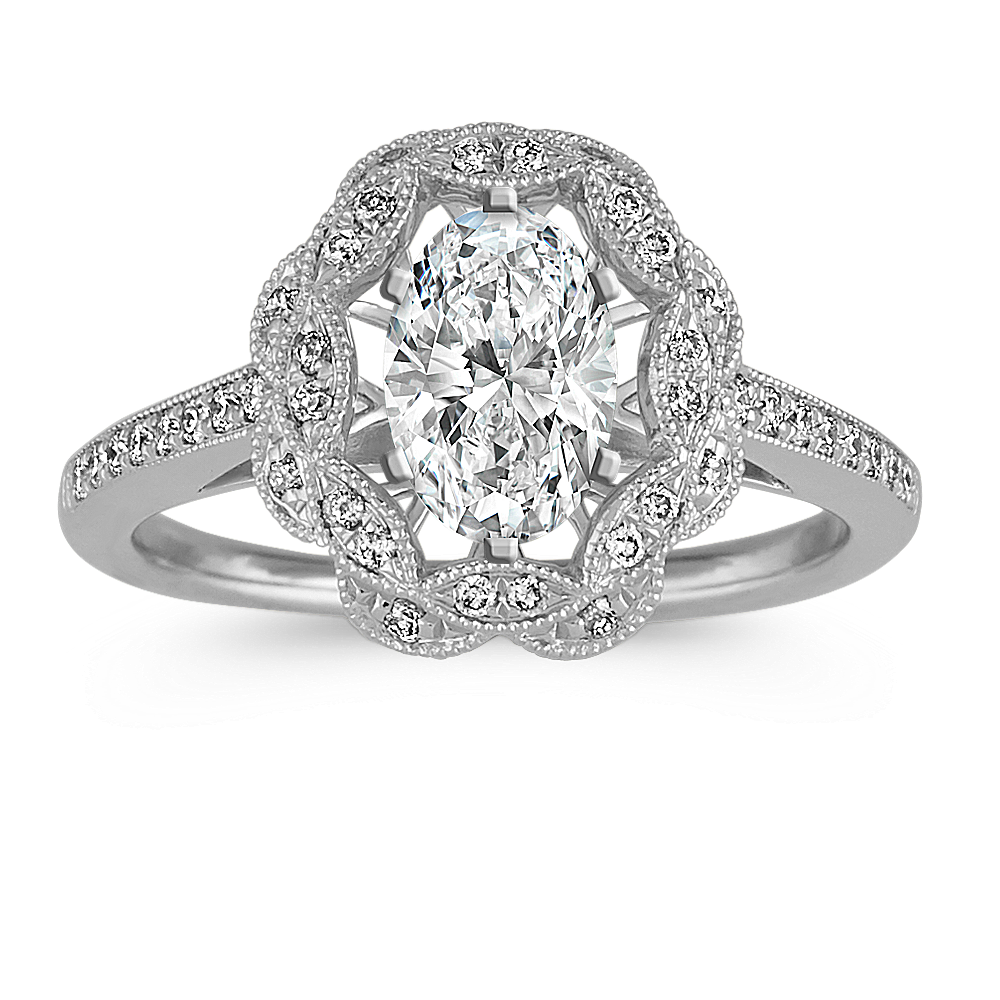 Vintage Halo Diamond Engagement Ring