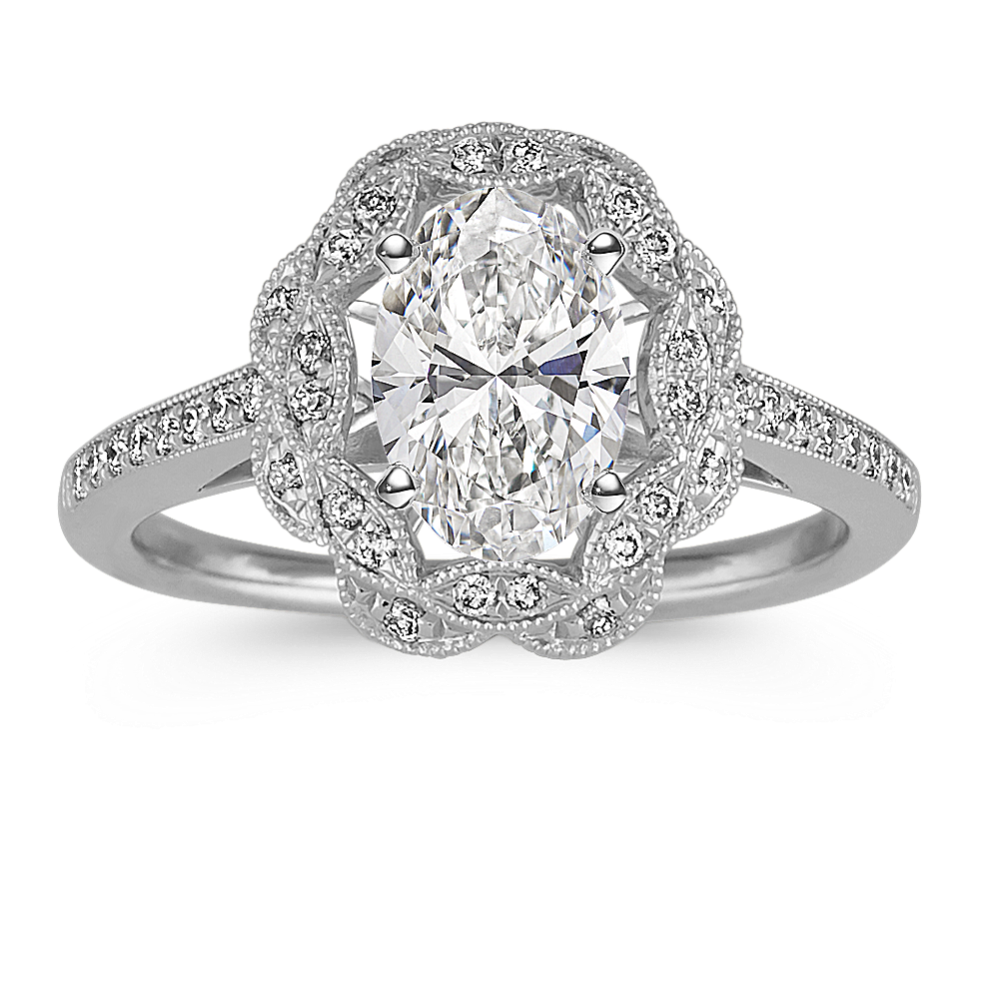 Vintage Halo Diamond Engagement Ring