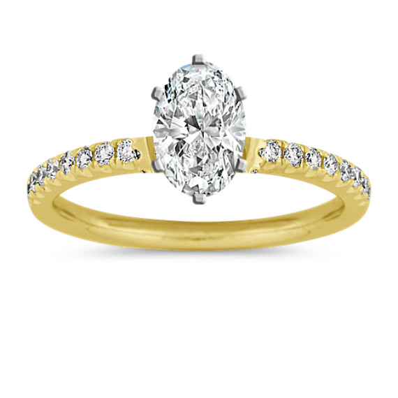 Diamond Hidden Halo Engagement Ring in 14k Yellow Gold with Oval Diamond