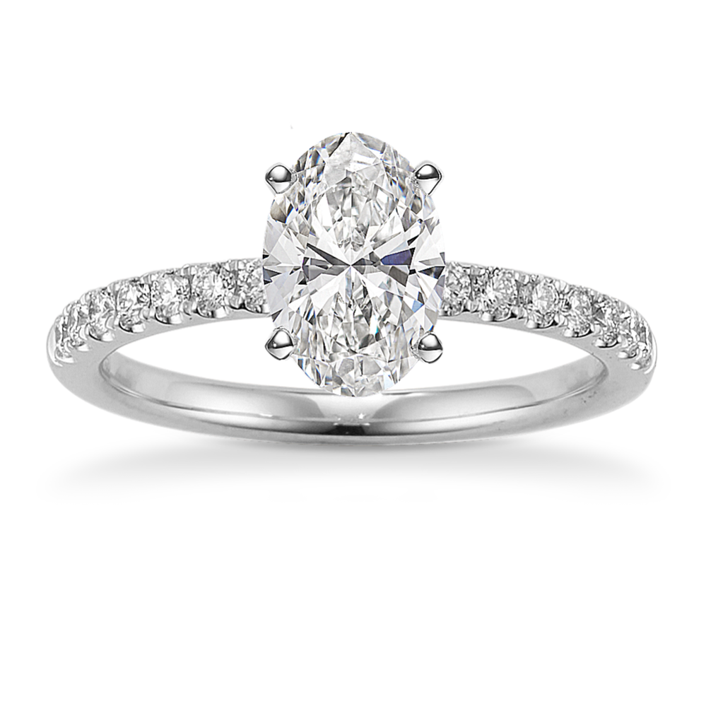 Hidden Diamond Pave Engagement Ring in Platinum