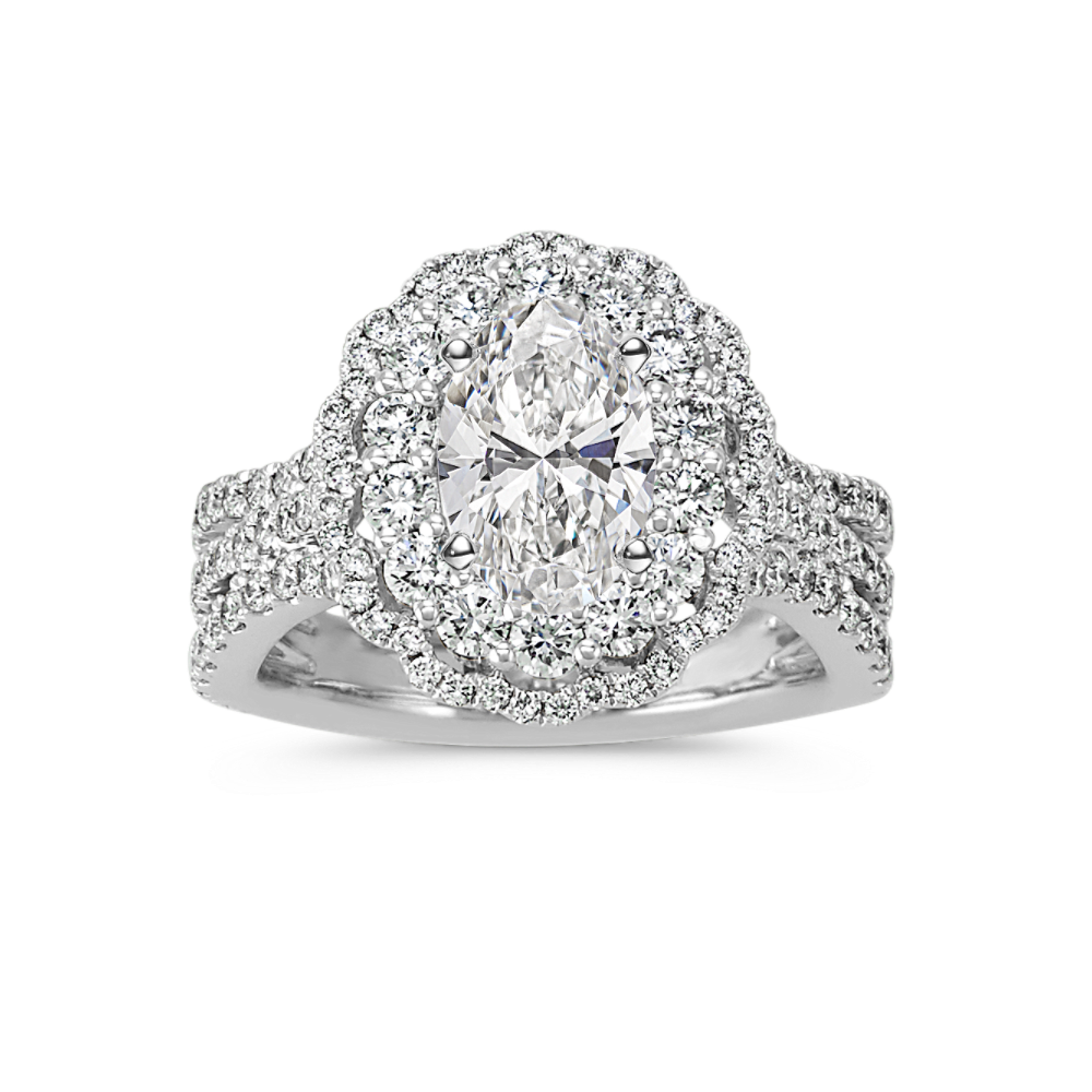 Oval Double Halo Diamond Engagement Ring Shane Co.