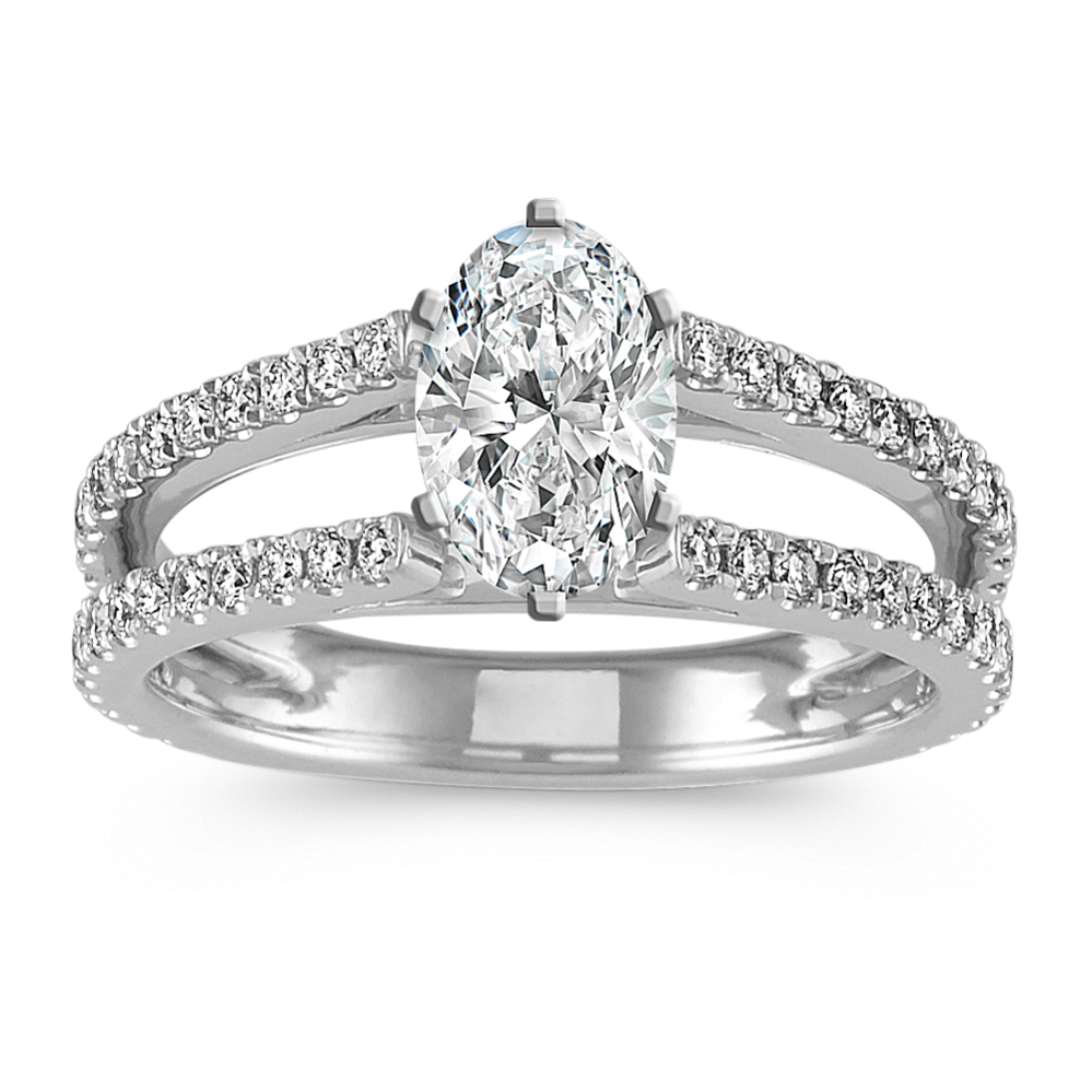 Cathedral Diamond Double Row Engagement Ring