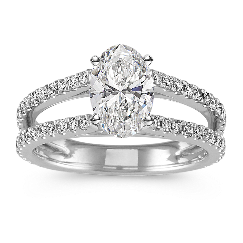 Cathedral Diamond Double Row Engagement Ring