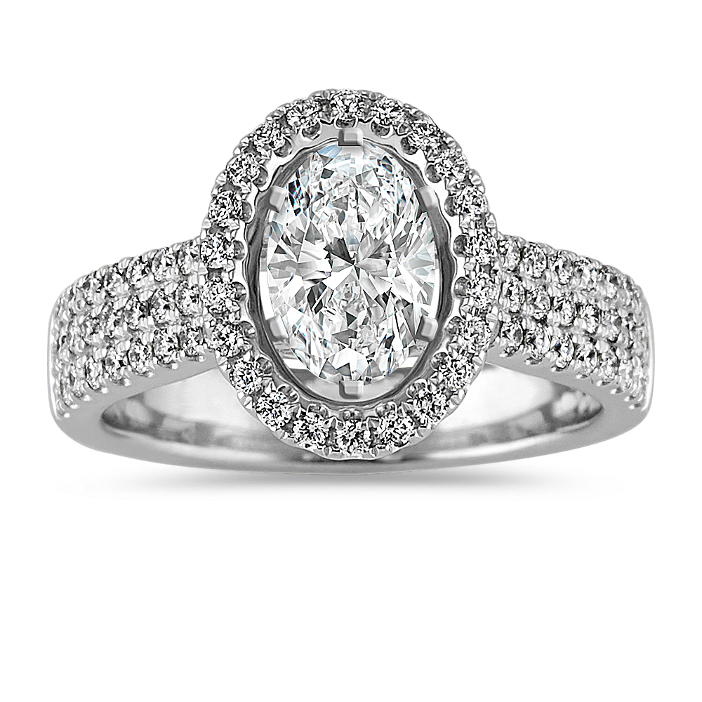 Pave-Set Diamond Halo Engagement Ring in Platinum | Shane Co.