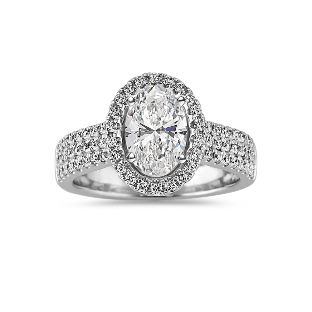 PaveSet Diamond Halo Engagement Ring in Platinum Shane Co.