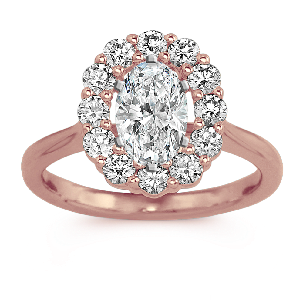 Diamond Oval Halo Engagement Ring in 14k Rose Gold