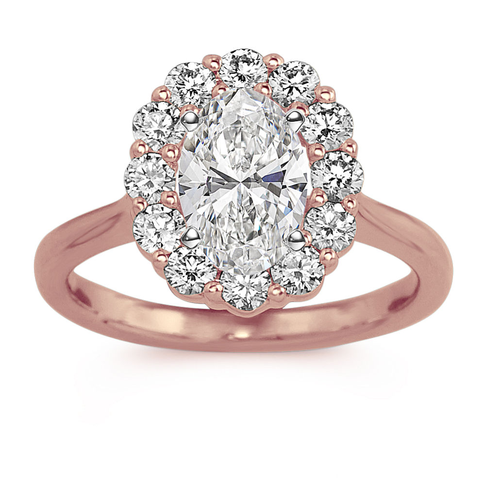 Diamond Oval Halo Engagement Ring in 14k Rose Gold