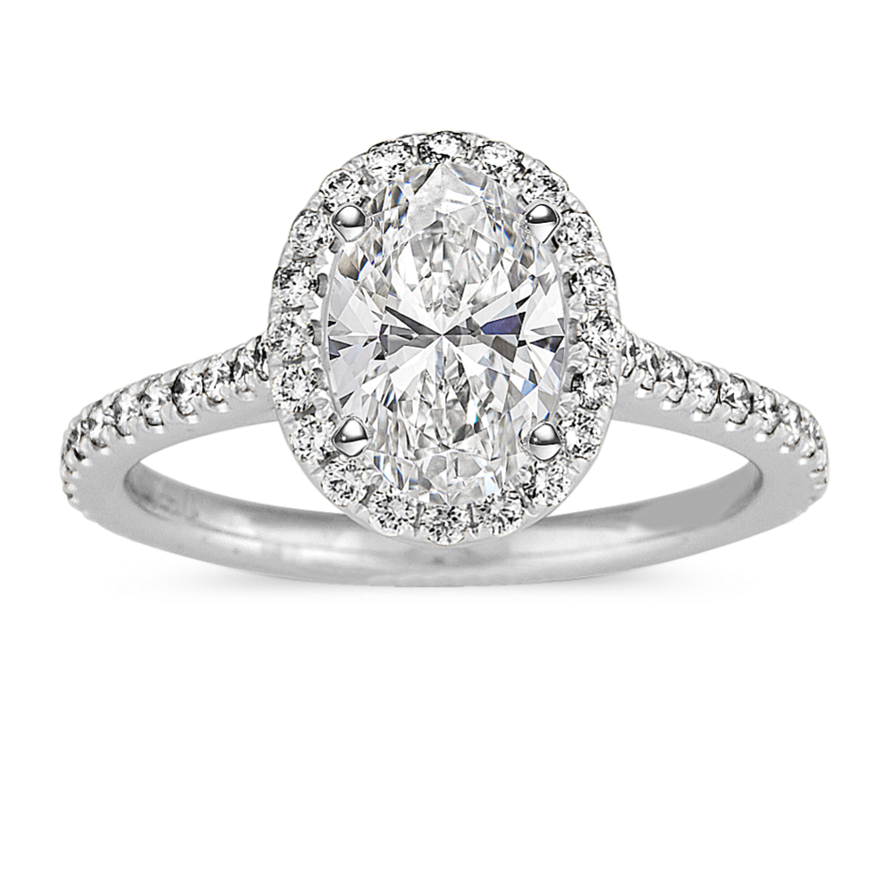 Slim Halo Engagement Ring for 1.50 ct Oval