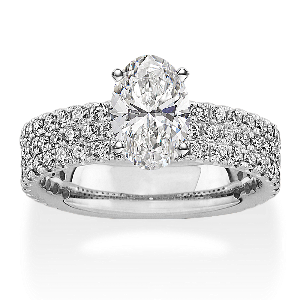 Charlotte ThreeRow Pave Engagement Ring Shane Co.