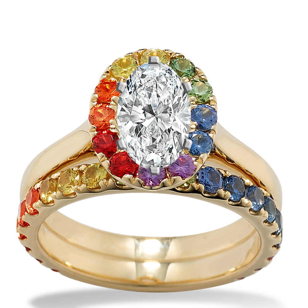 Rainbow sapphire engagement ring hot sale