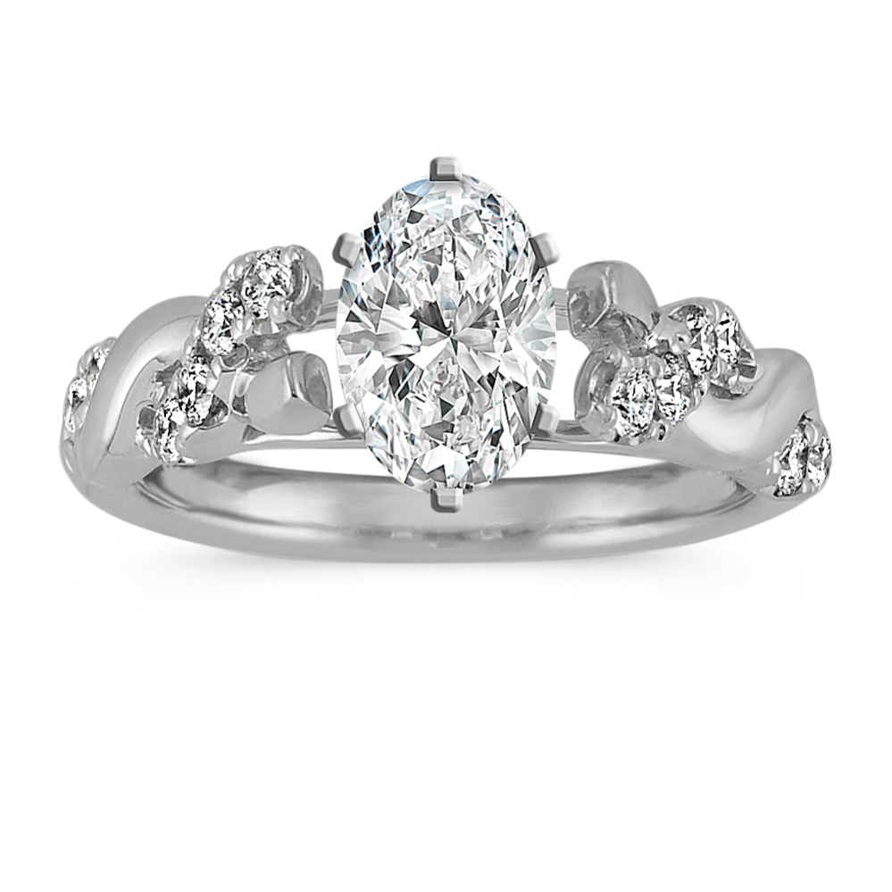 Round Diamond Infinity Engagement Ring in 14k White Gold