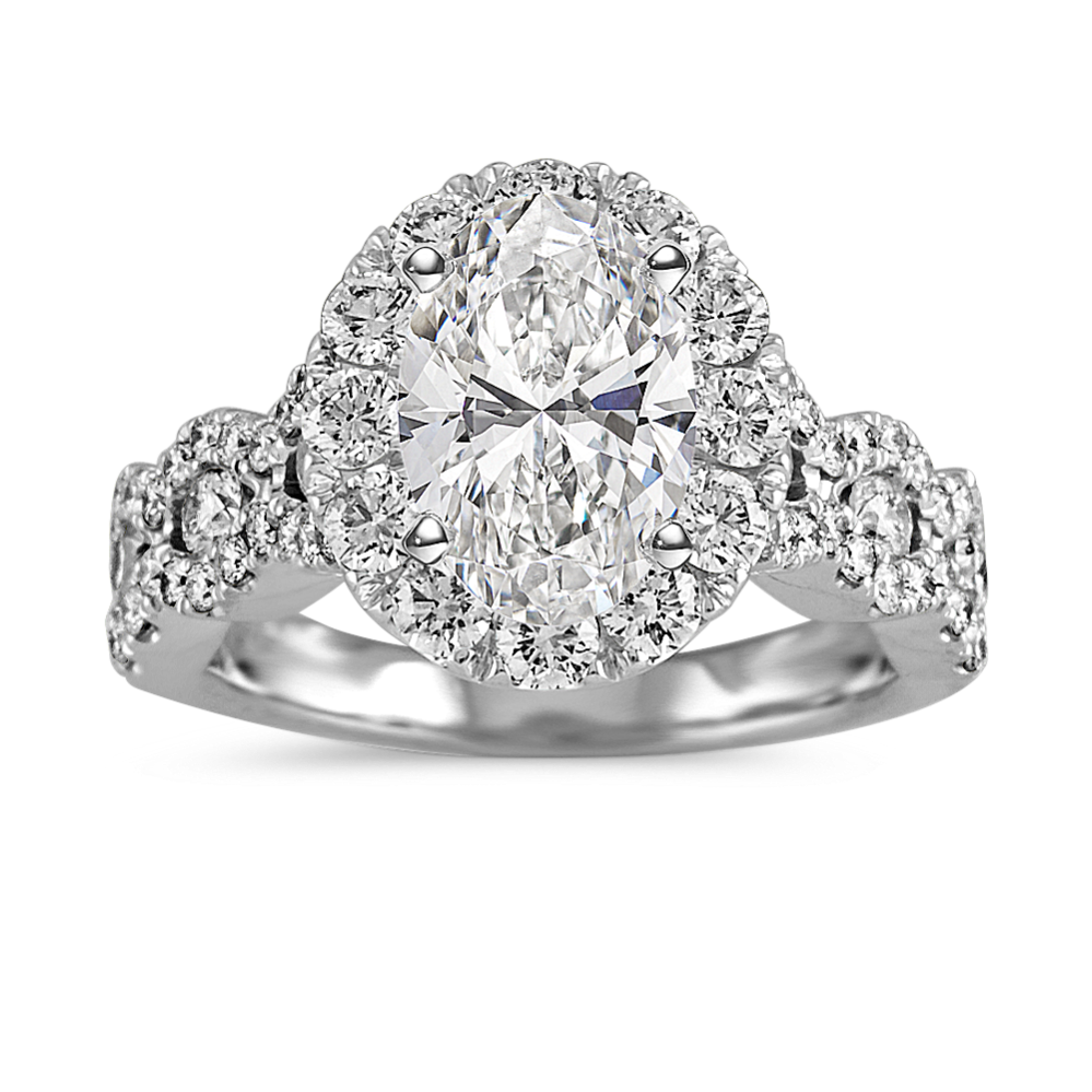 Oval Shaped Halo Diamond Engagement Ring