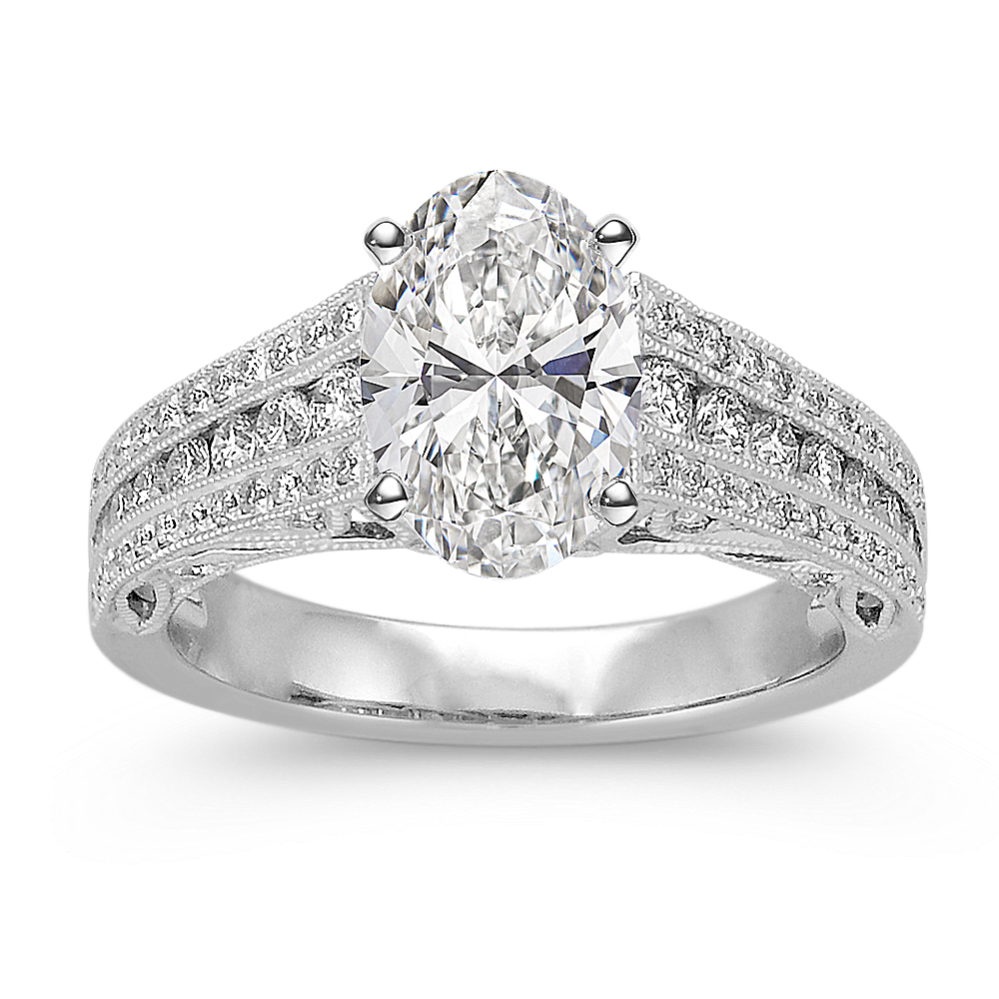 Sevilla Vintage Cathedral Diamond Pave and Channel-Set Engagement Ring