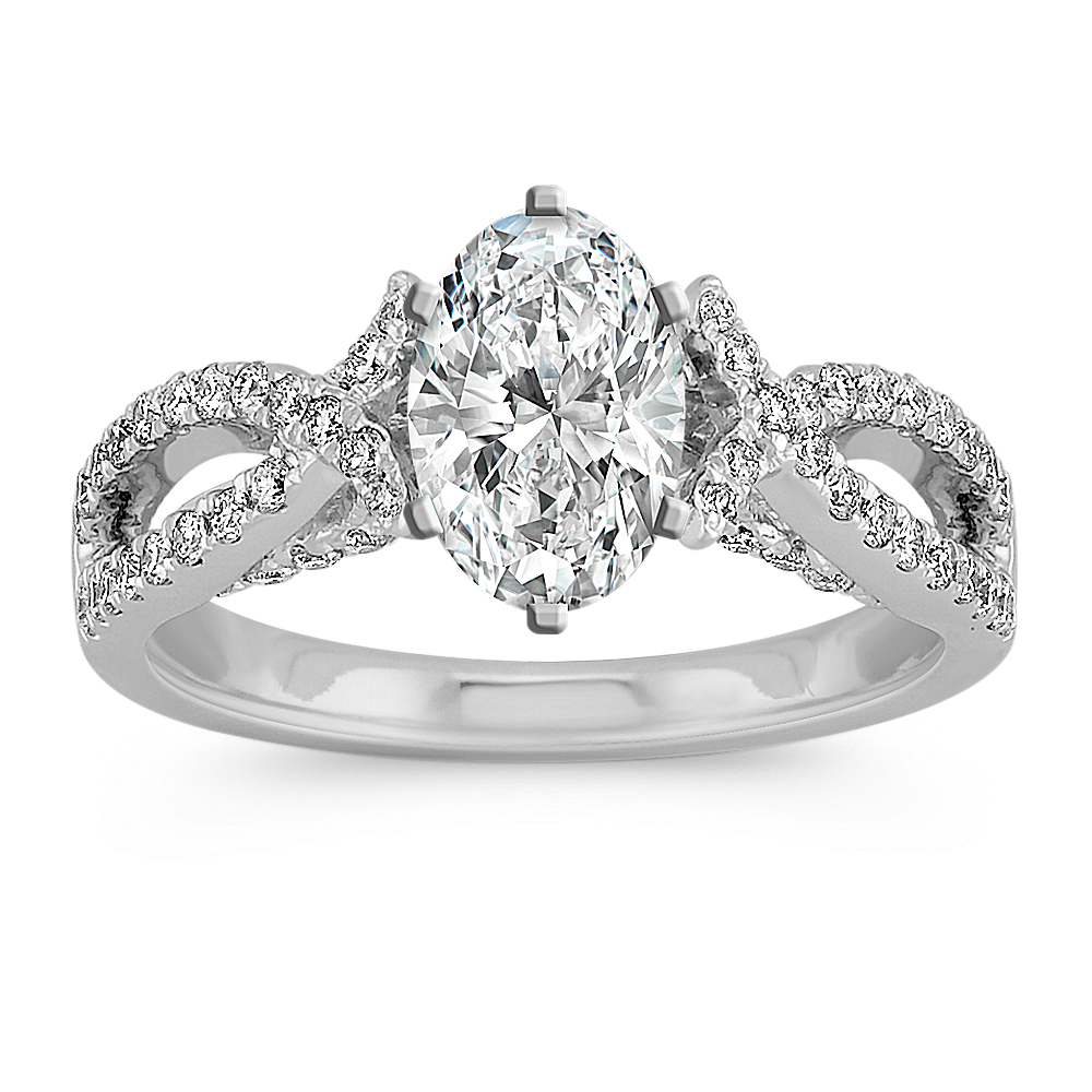 Infinity Cathedral Diamond Engagement Ring with Side Milgrain Detailing