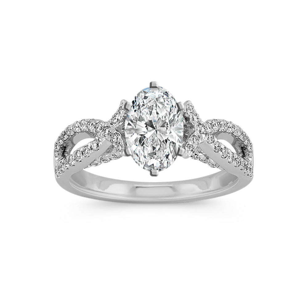 Infinity Cathedral Natural Diamond Engagement Ring with Side Milgrain Detailing