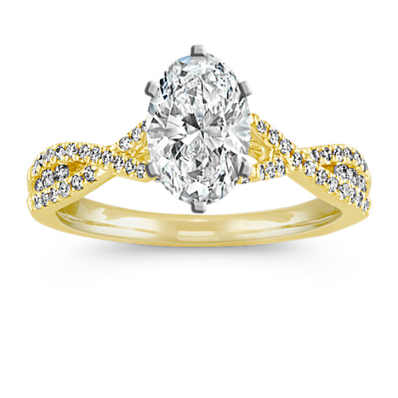 Swirl Diamond Engagement Ring with Oval Diamond