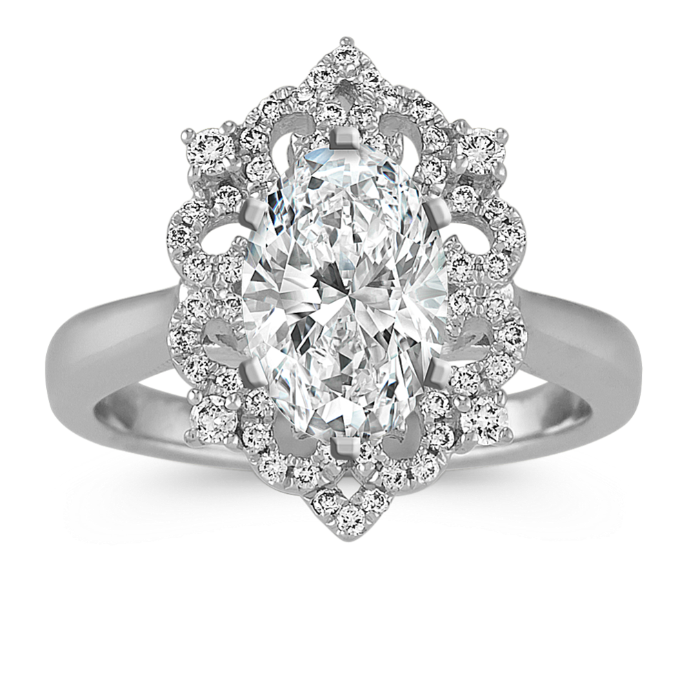Vintage Swirl Diamond Engagement Ring