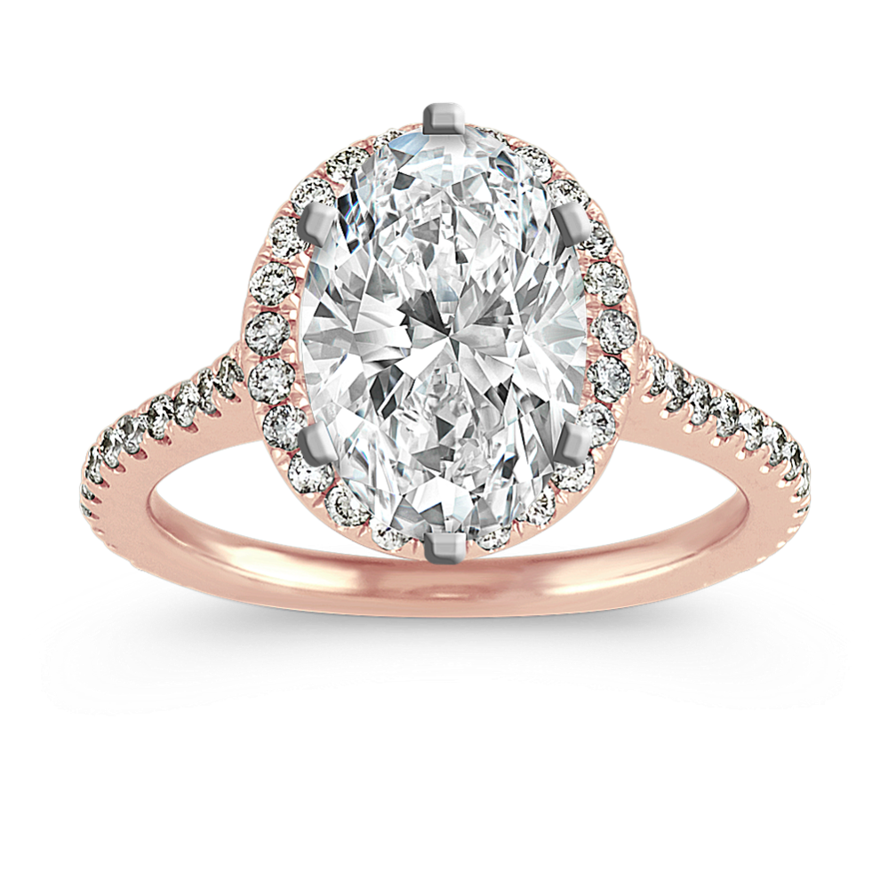 Slim Halo Engagement Ring for 2.50 ct Oval Setting Price