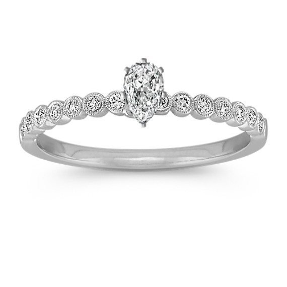 Vintage Bezel-Set Diamond Engagement Ring with Pear Diamond