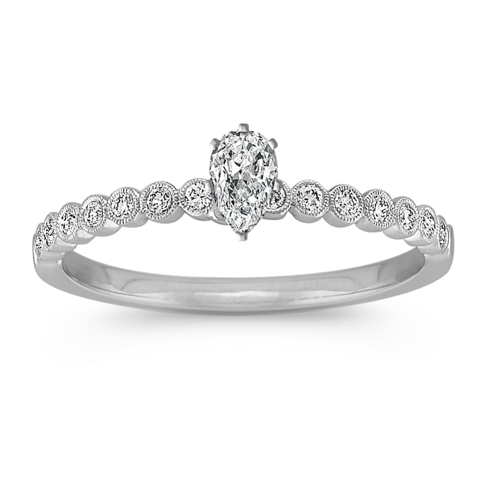 0.32 ct. Natural Diamond Engagement Ring in White Gold