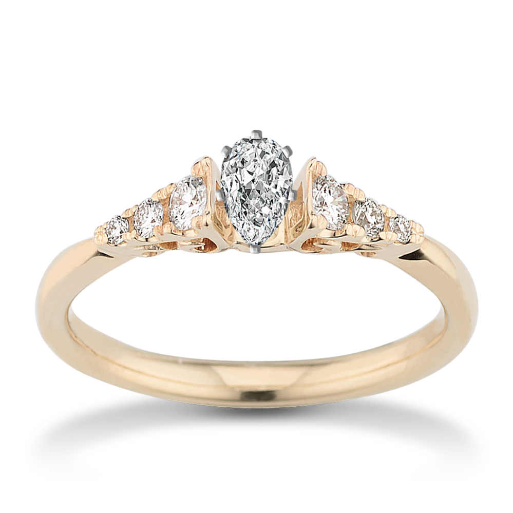 0.32 ct. Natural Diamond Engagement Ring in Yellow Gold