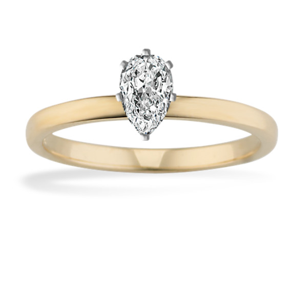 14k Yellow Gold Engagement Ring with Pear Diamond