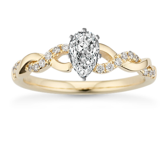 Round Diamond Infinity Engagement Ring in 14k Yellow Gold with Pear Diamond