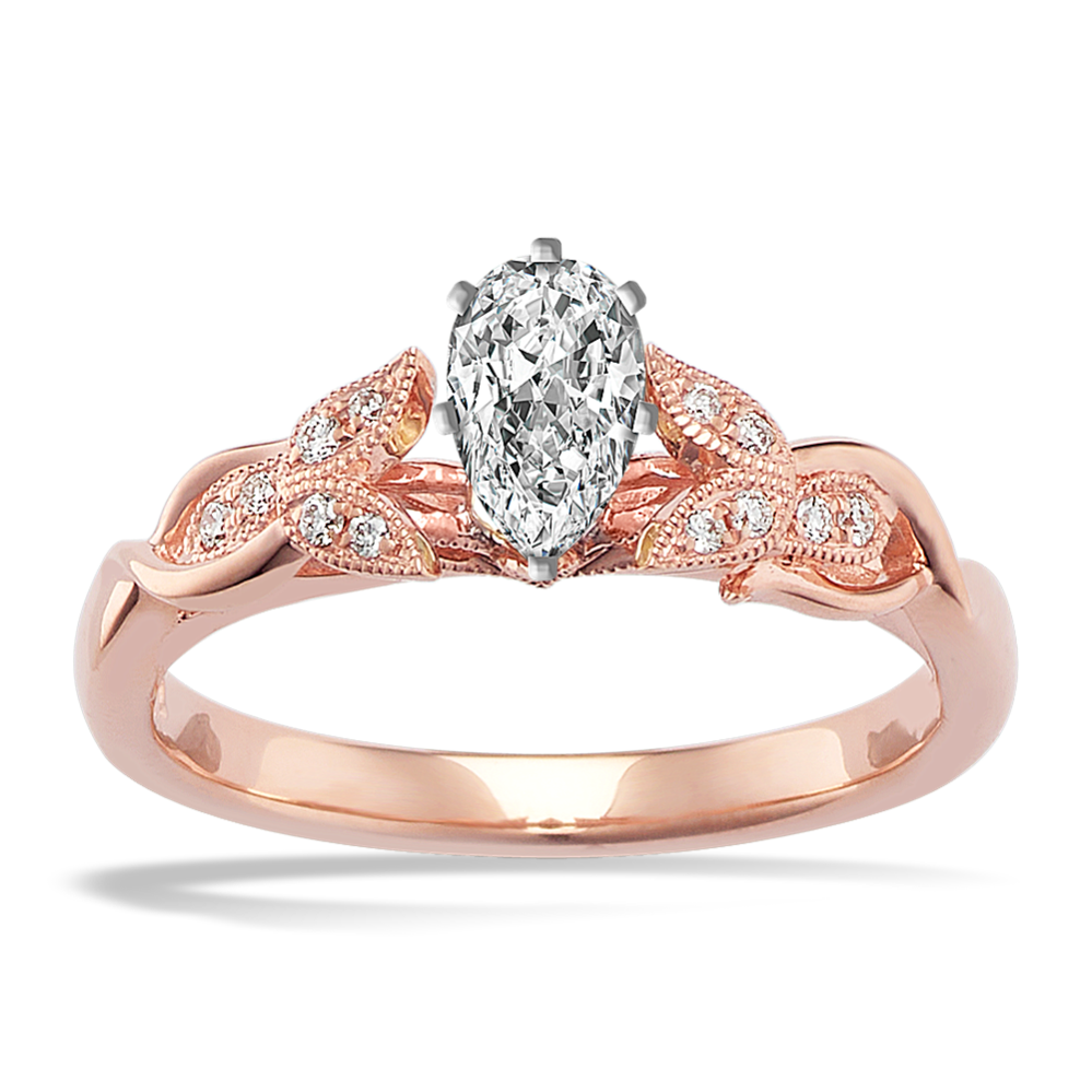0.51 ct. Natural Diamond Engagement Ring in Rose Gold
