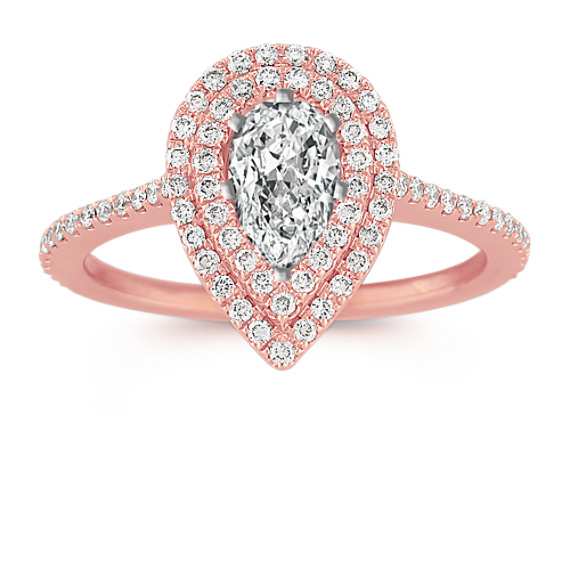 Pear-Shaped Double Halo Diamond Engagement Ring | Shane Co.