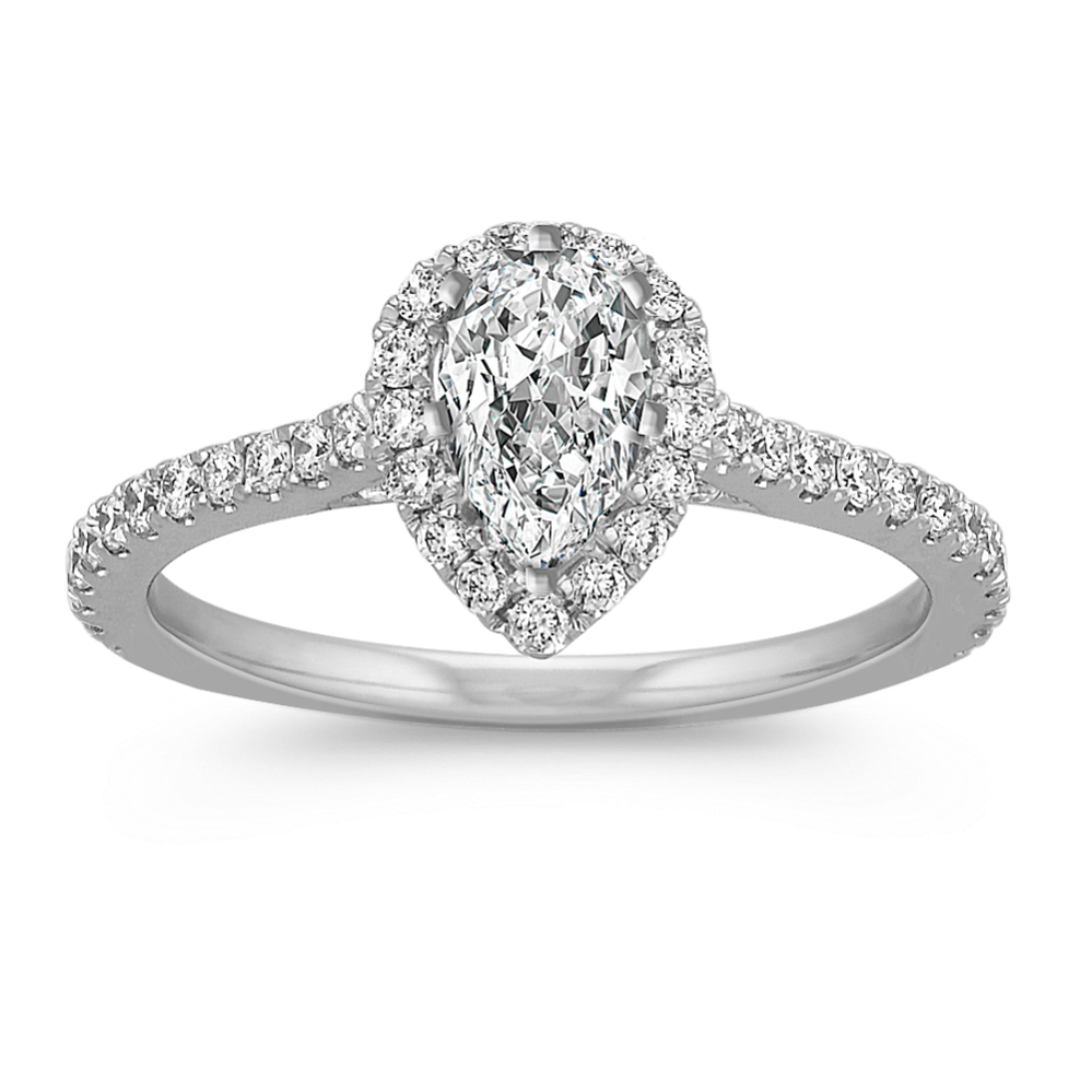 Ella Halo Engagement Ring for 0.75 ct Pear