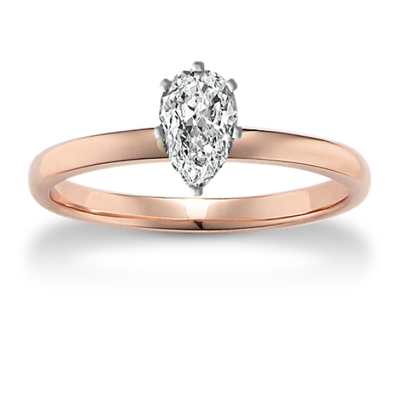 Classic Solitaire Engagement Ring in 14k Rose Gold with Pear Diamond