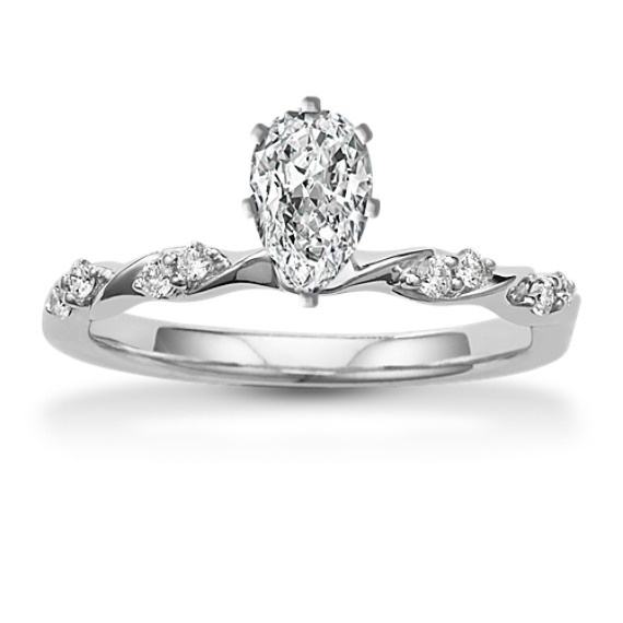 Infinite Love Diamond Engagement Ring in 14K White Gold with Pear Diamond