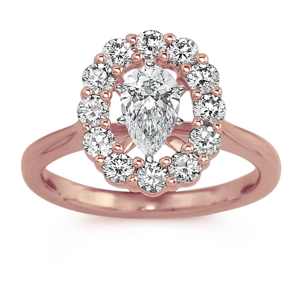 Diamond Oval Halo Engagement Ring in 14k Rose Gold