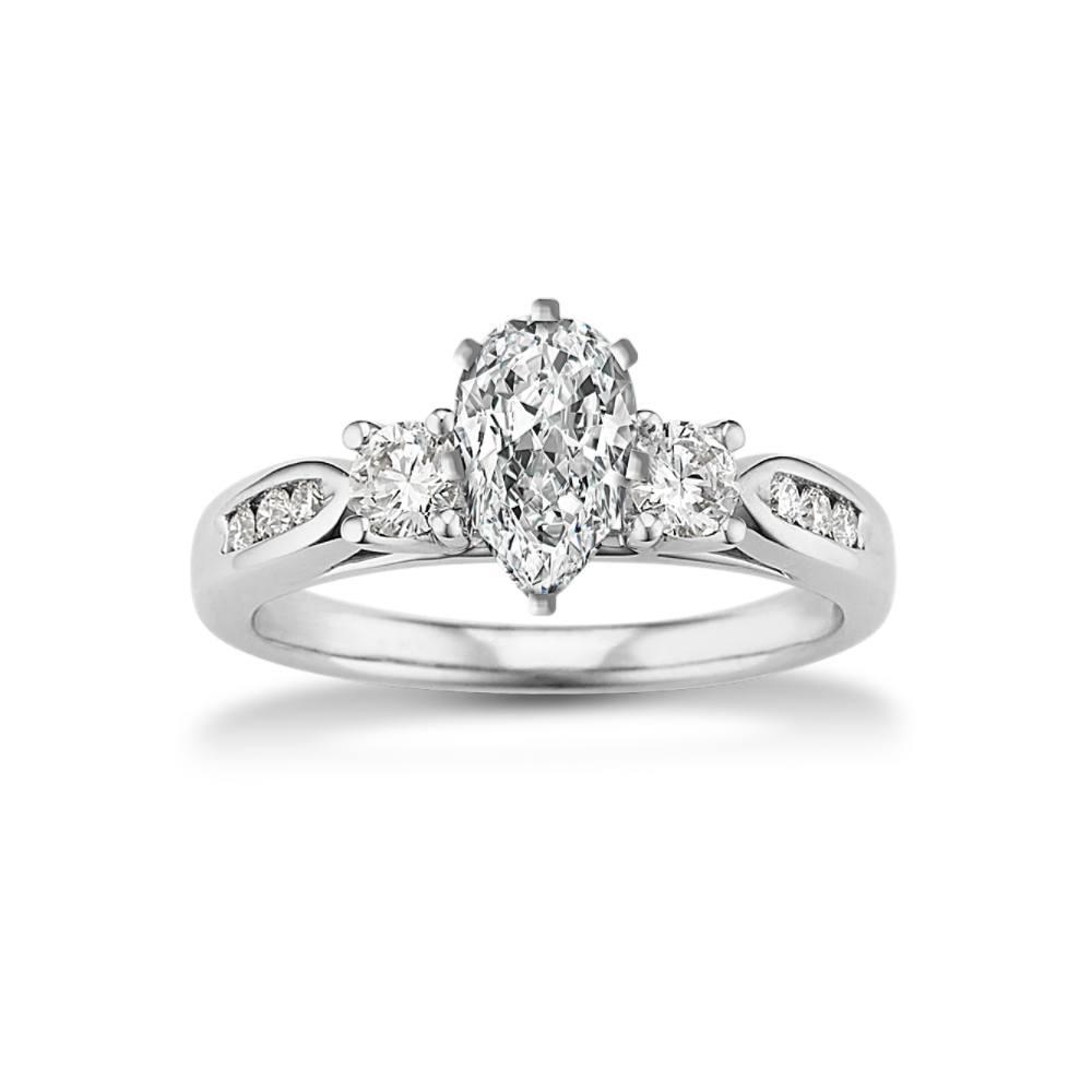 Three-Stone Round Natural Diamond Engagement Ring