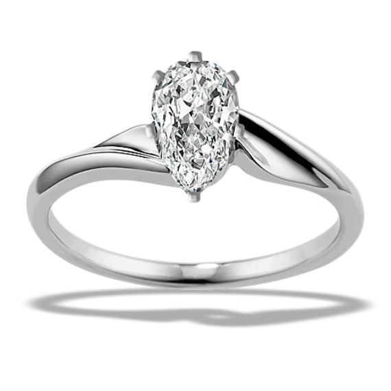 Swirl Solitaire Ring in 14k White Gold