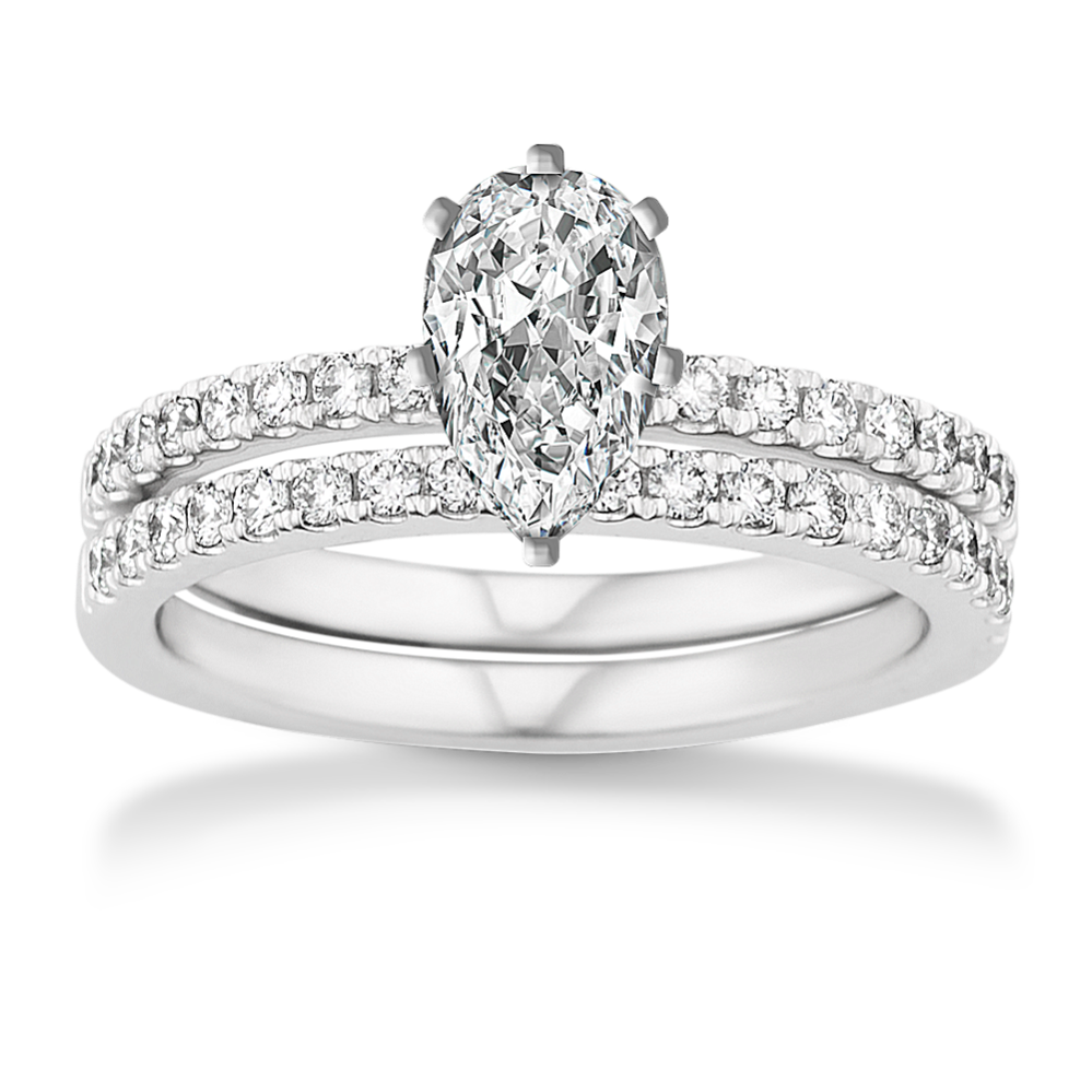 0.96 ct. Natural Diamond Engagement Ring in White Gold