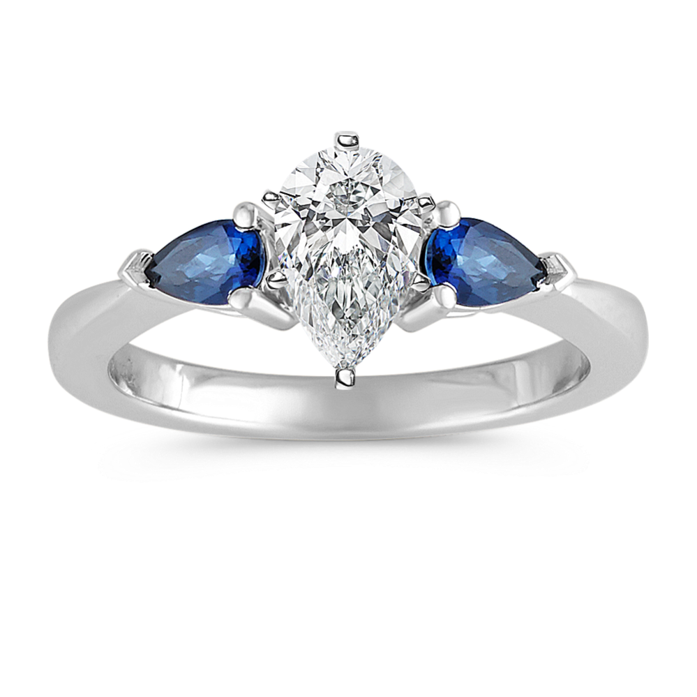 Sapphire Leaf Engagement Ring in Platinum