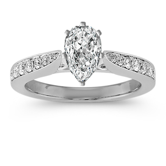 Cathedral Diamond Engagement Ring with Pave Setting