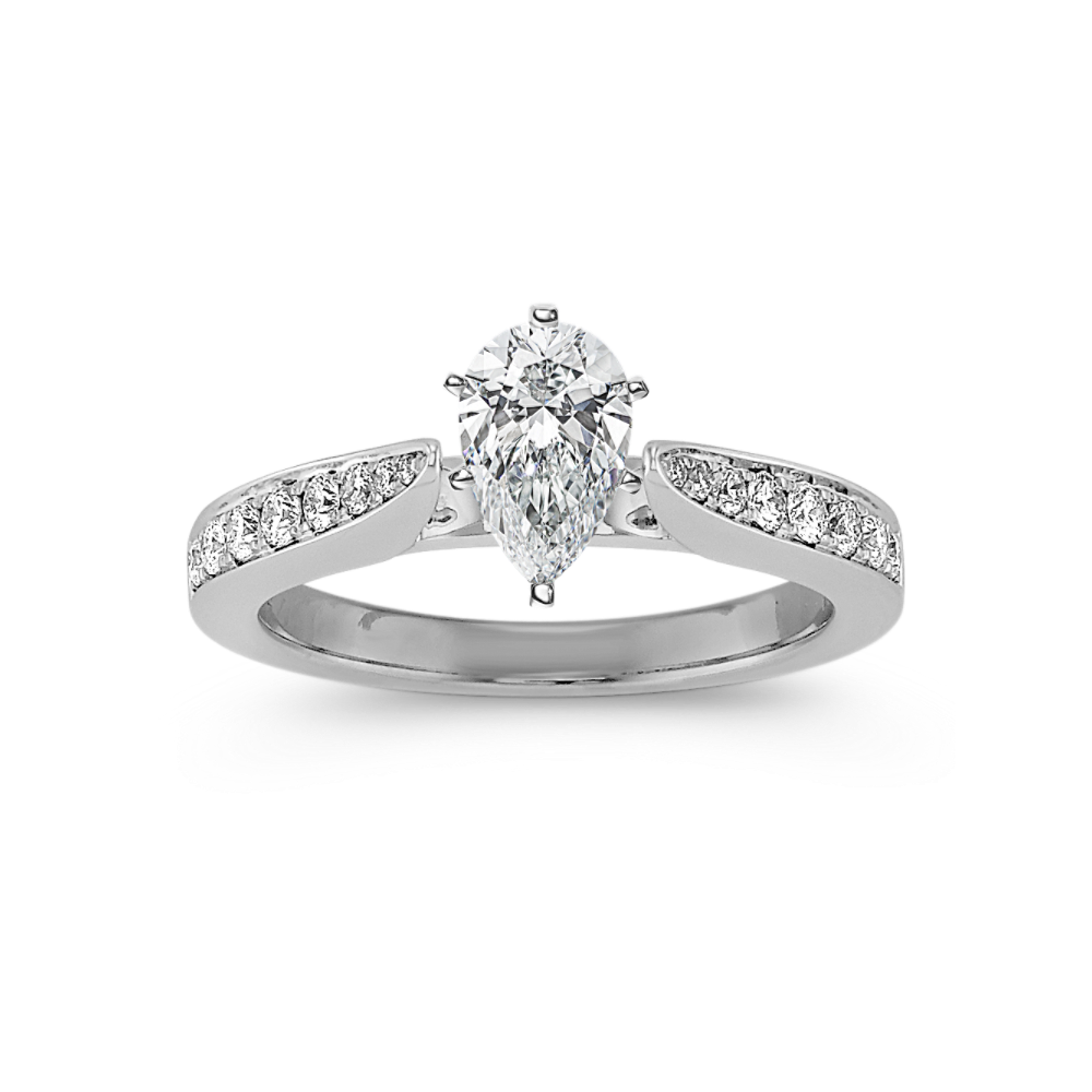 Cathedral Natural Diamond Engagement Ring with Pave Setting Shane Co.