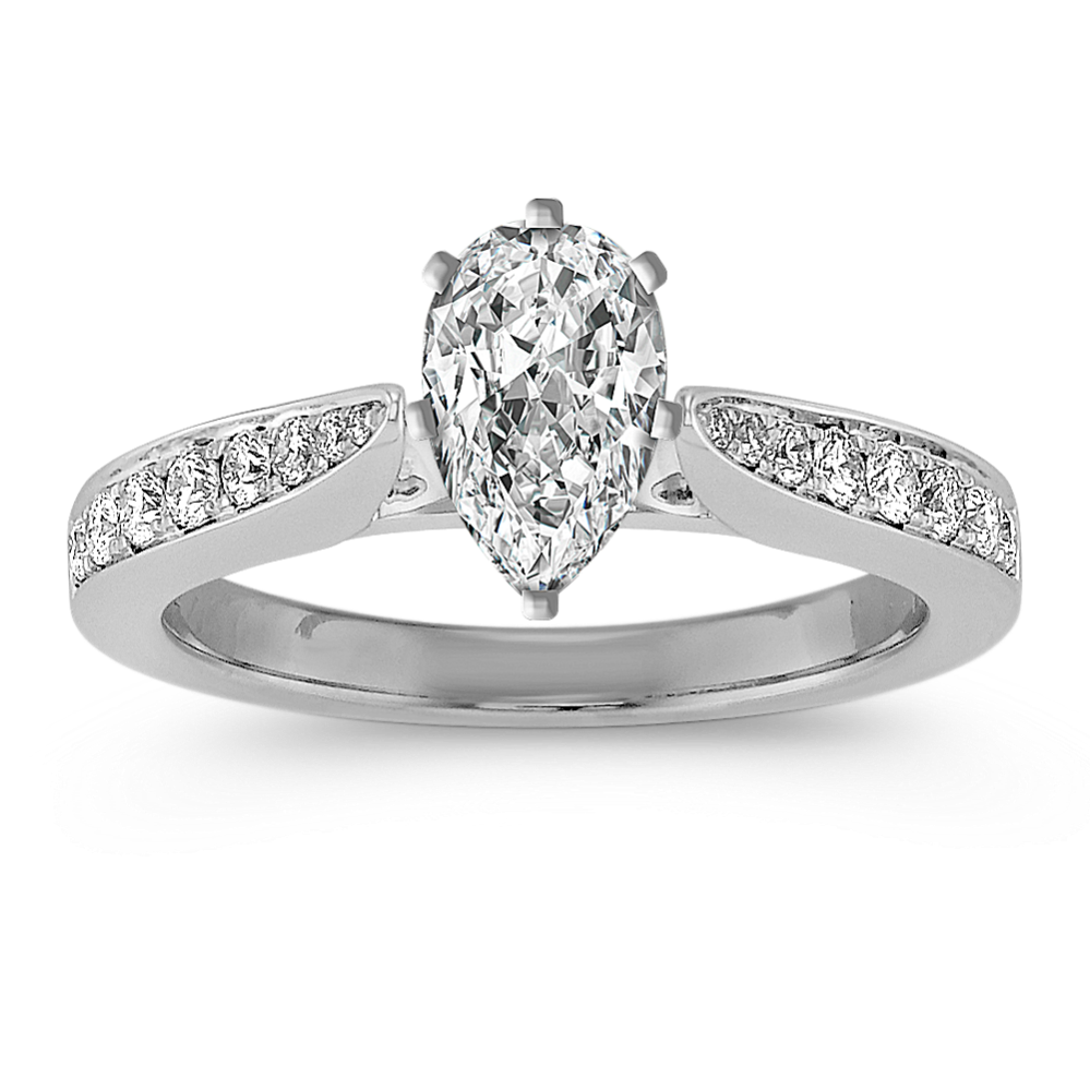 Bordered Pave Cathedral Engagement Ring