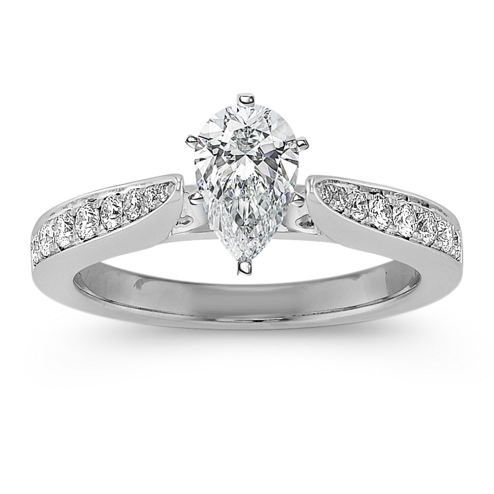 Bordered Pave Cathedral Engagement Ring
