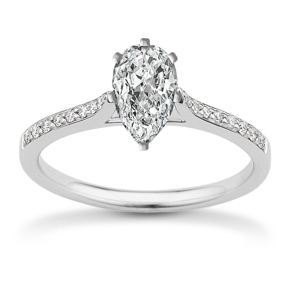 Cathedral Diamond Engagement Ring with Pave Setting