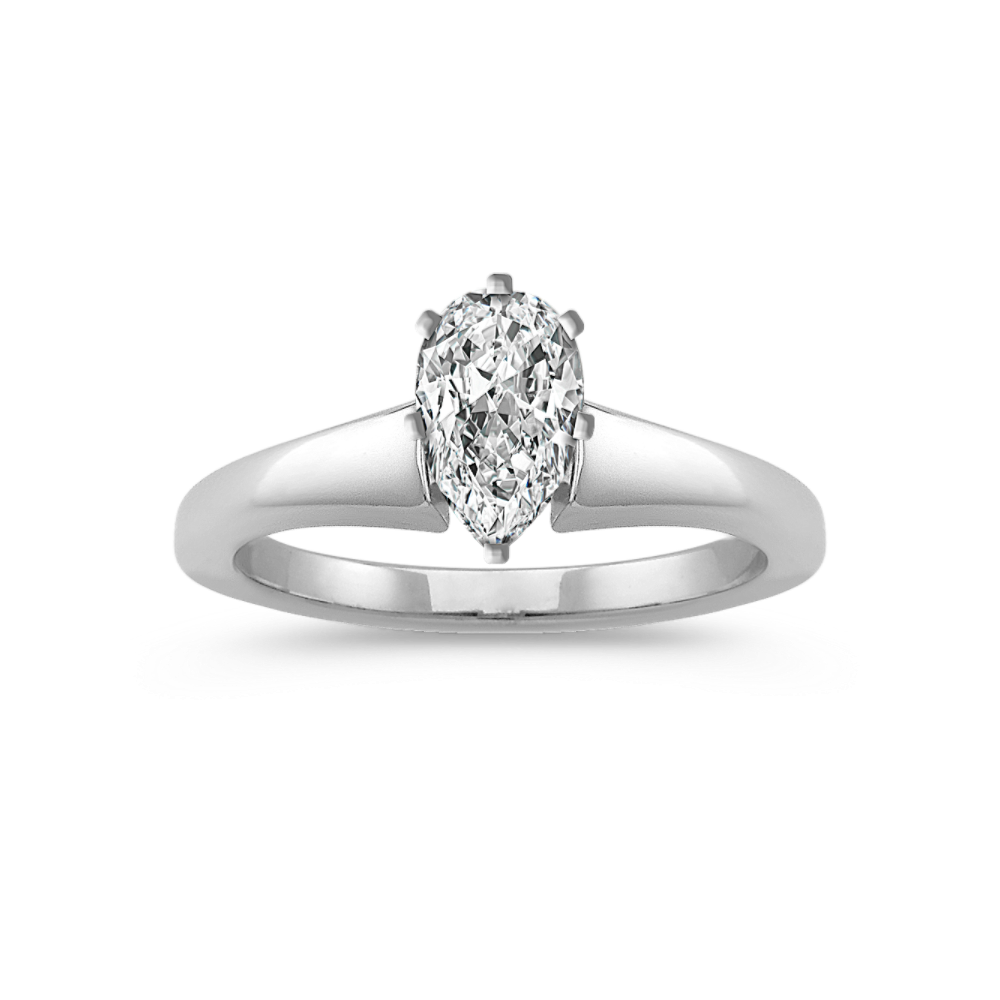 Tapered 14k White Gold Cathedral Engagement Ring