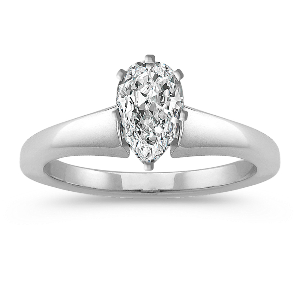 Tapered 14k White Gold Cathedral Engagement Ring