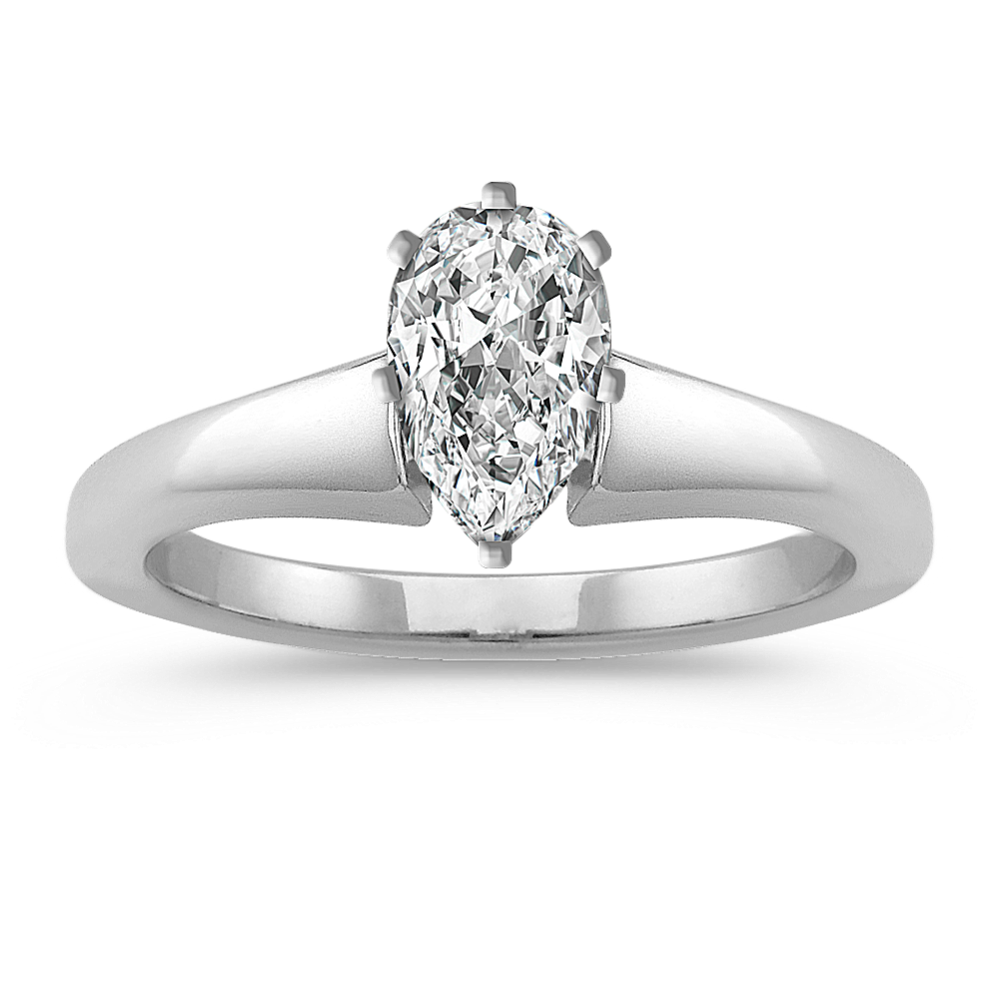 Tapered 14k White Gold Cathedral Engagement Ring Shane Co